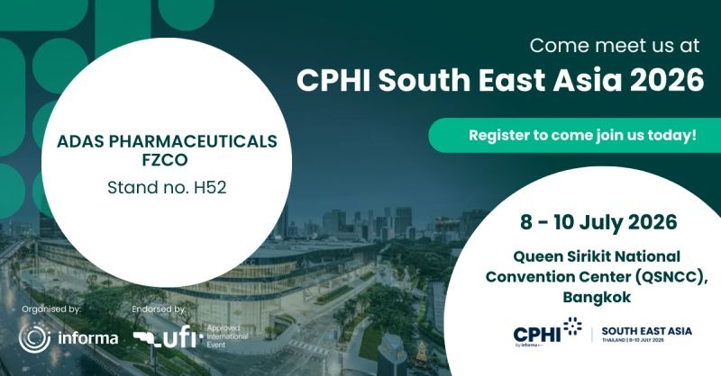 ADAS Pharmaceuticals FZCO is proud to announce its participation as an exhibitor at CPHI South East Asia 2026 — one of the region's most prominent and influential pharmaceutical industry gatherings.